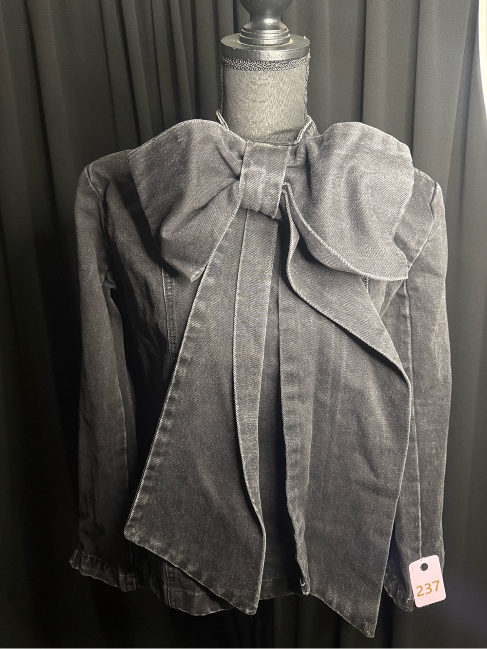 Womens Black Bow-Front Blouse